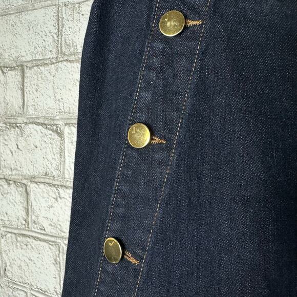 J Brand Skirt Ashlyn Denim Jean Mini Nautical Button Dark Wash Blue Gold 28 - Picture 7 of 7